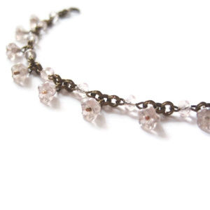 Pale Pink and Antique Bronze Bell Flower Bracelet